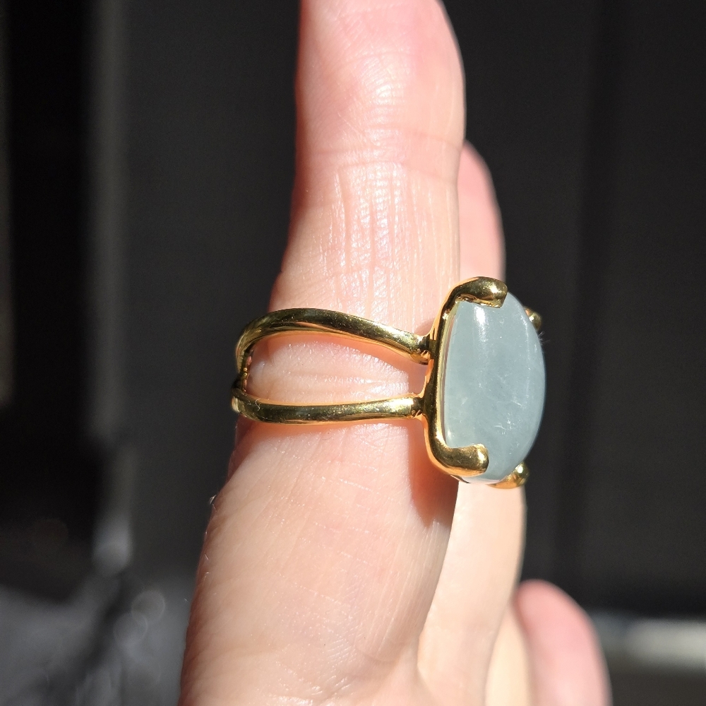 12k Aquamarine cushion cut 24k gold ring sz7 - Picture 8 of 9